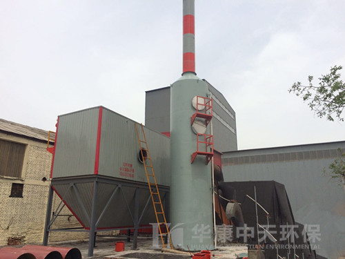 華康環保為天津生產的10噸鍋爐除塵器安裝現場